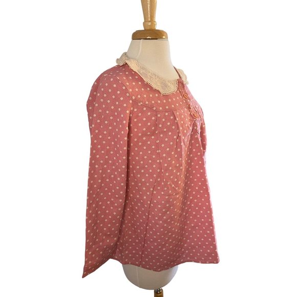 Eternal Flow Vintage Look Pink White Dot Shirt Women's M - Picture 5 of 12